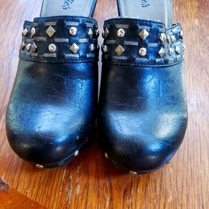 Vintage Candies black leather clog with studs